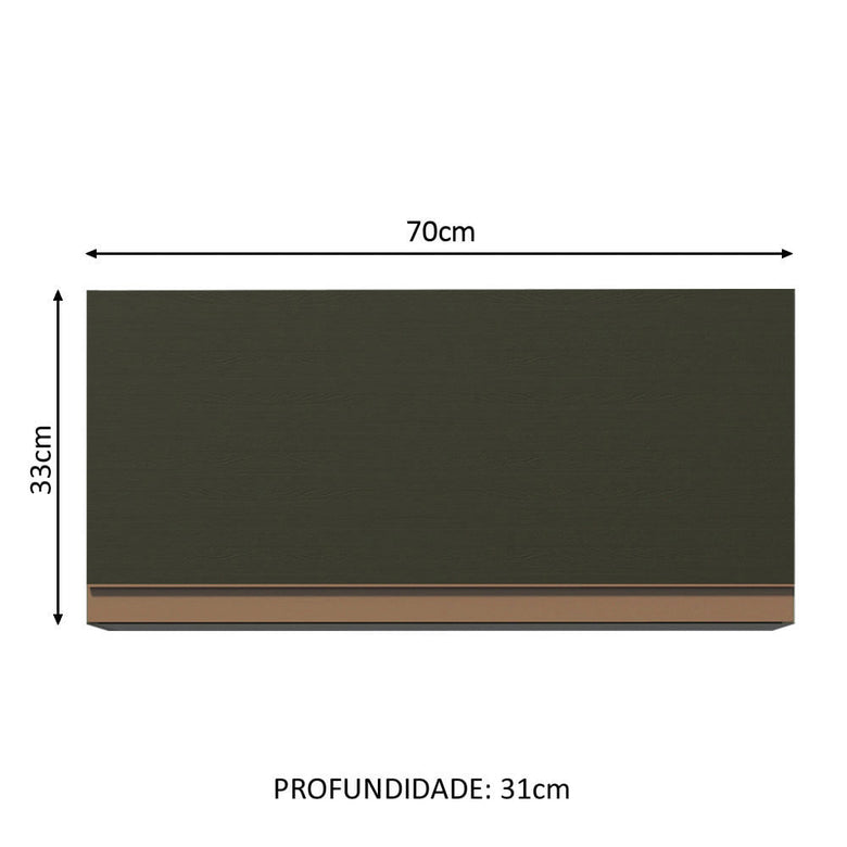 Armário Aéreo Madesa Reims 70 cm 1 Porta Preto