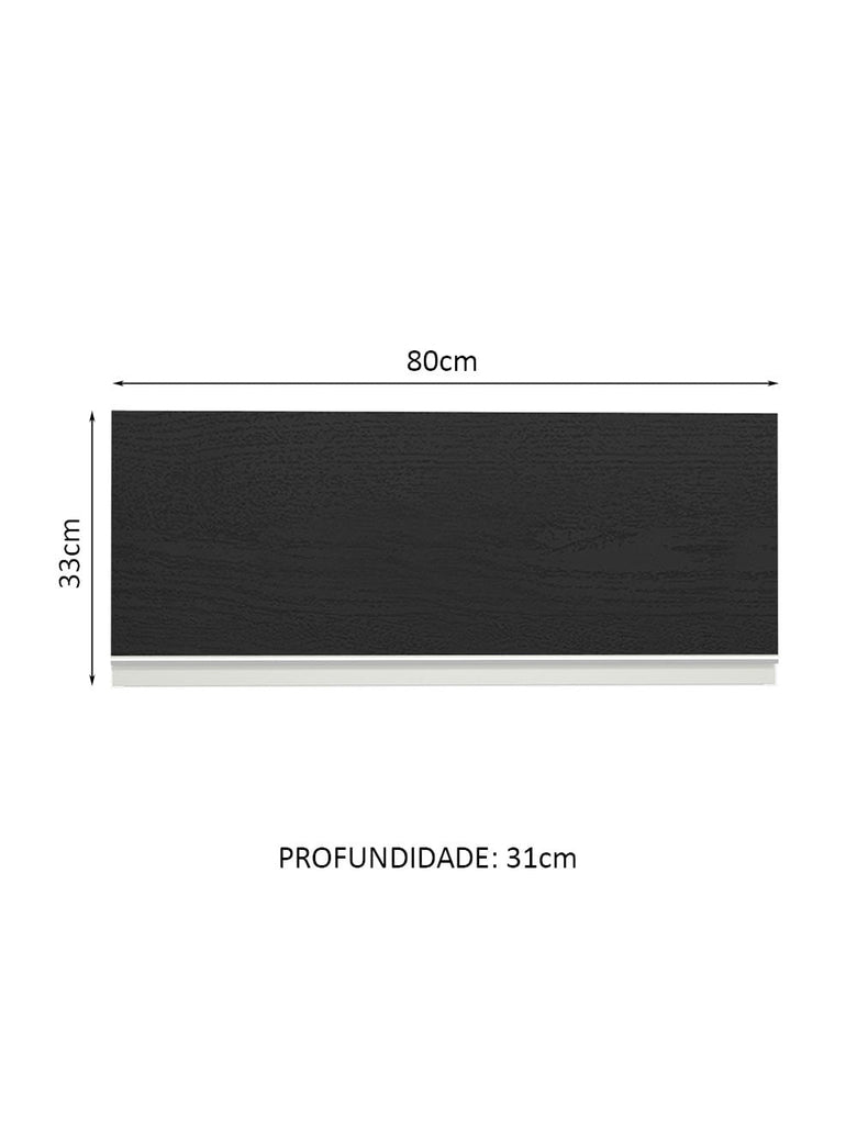 Armário Aéreo Madesa Glamy 80 cm 1 Porta Basculante Branco/Preto