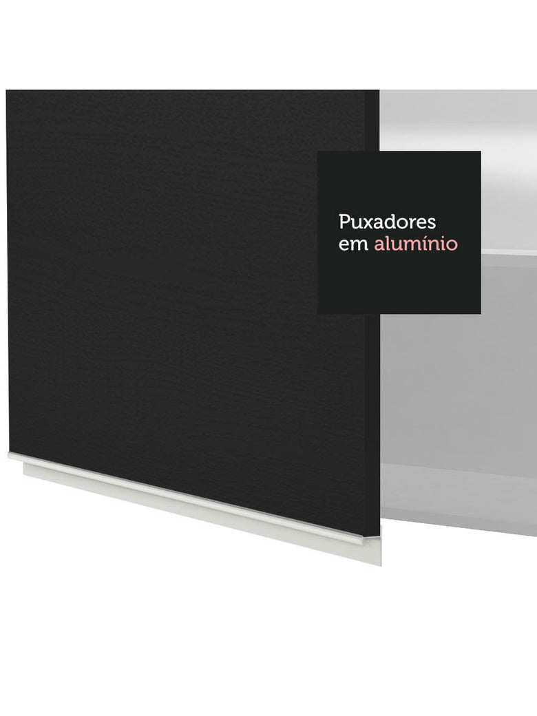 Armário Aéreo Madesa Glamy 80 cm 1 Porta Basculante Branco/Preto