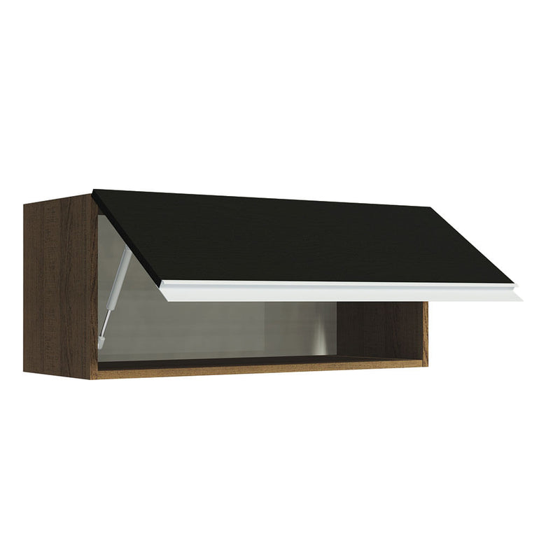 Armário Aéreo Madesa Glamy 80 cm 1 Porta Basculante Rustic/Preto