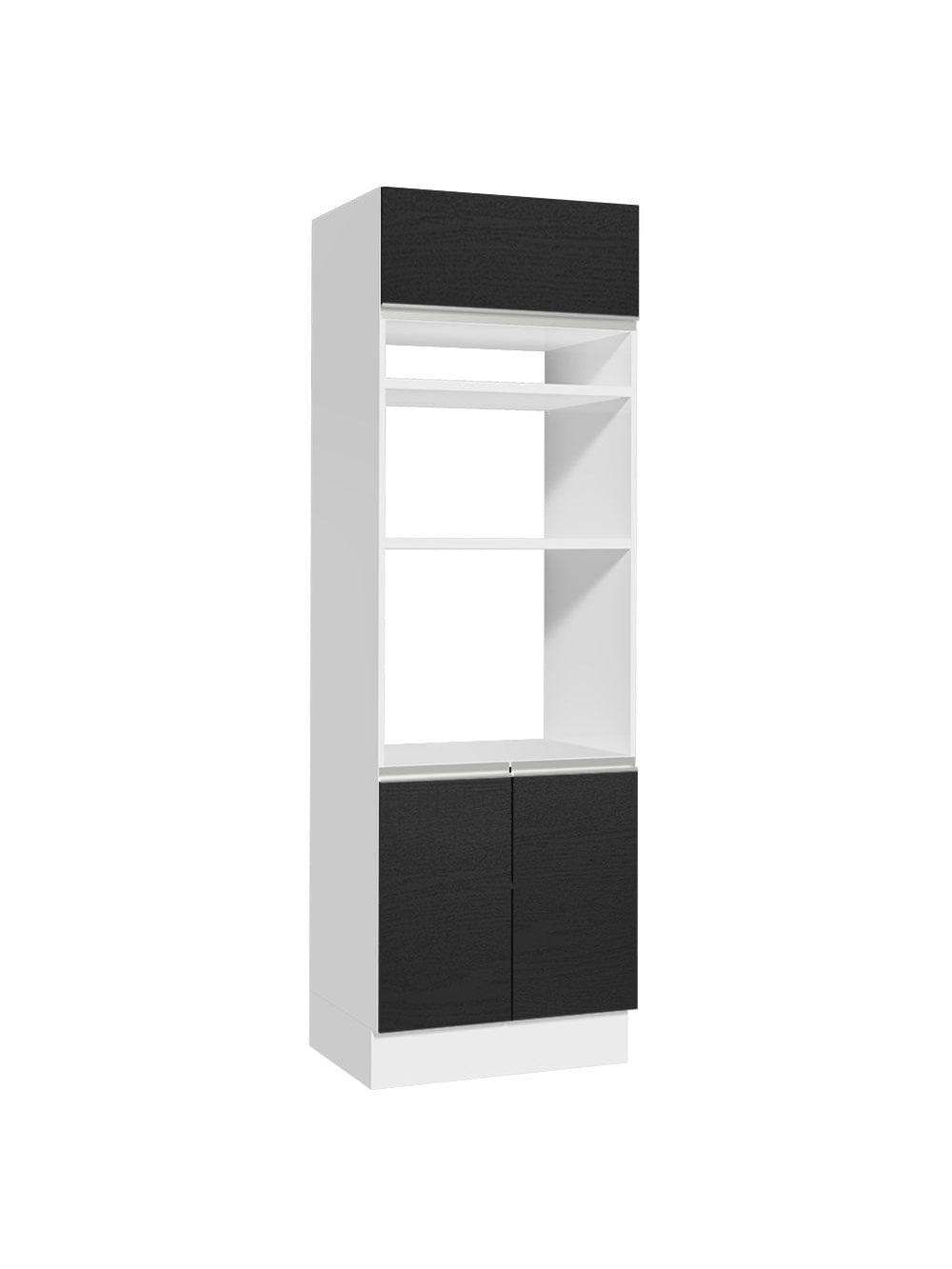 Torre Quente Madesa Glamy 70 cm 3 Portas Branco/Preto - Branco/Preto