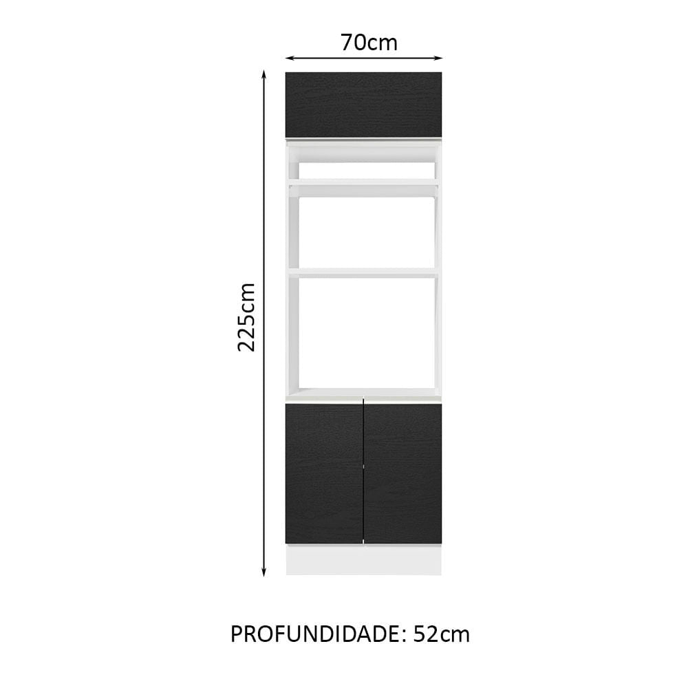 Torre Quente Madesa Glamy 70 cm 3 Portas Branco/Preto - Branco/Preto