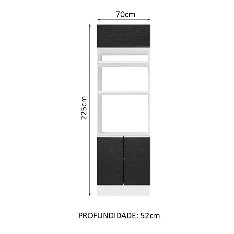 Torre Quente Madesa Glamy 70 cm 3 Portas Branco/Preto