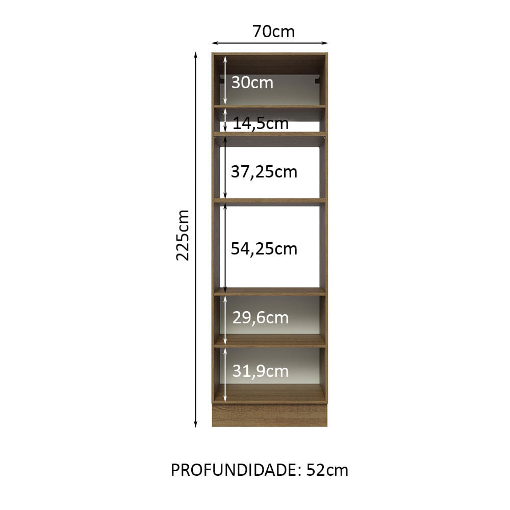 Torre Quente Madesa Glamy 70 cm 3 Portas Rustic/Preto