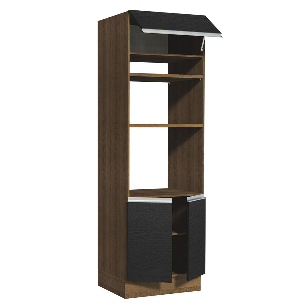 Torre Quente Madesa Glamy 70 cm 3 Portas Rustic/Preto