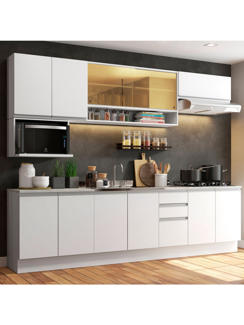 Armário de Cozinha Completa 280cm Branco Genova Madesa 04