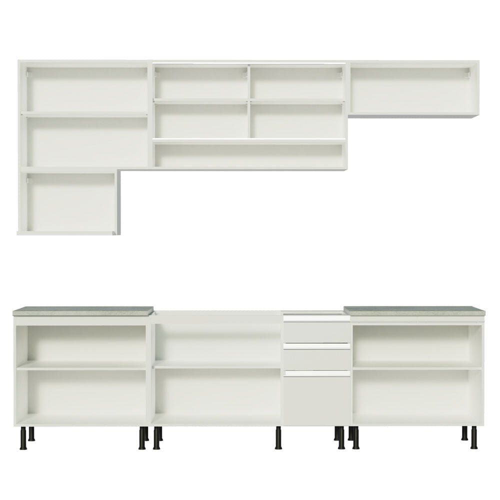 Armário de Cozinha Completa 280cm Branco Genova Madesa 04SR