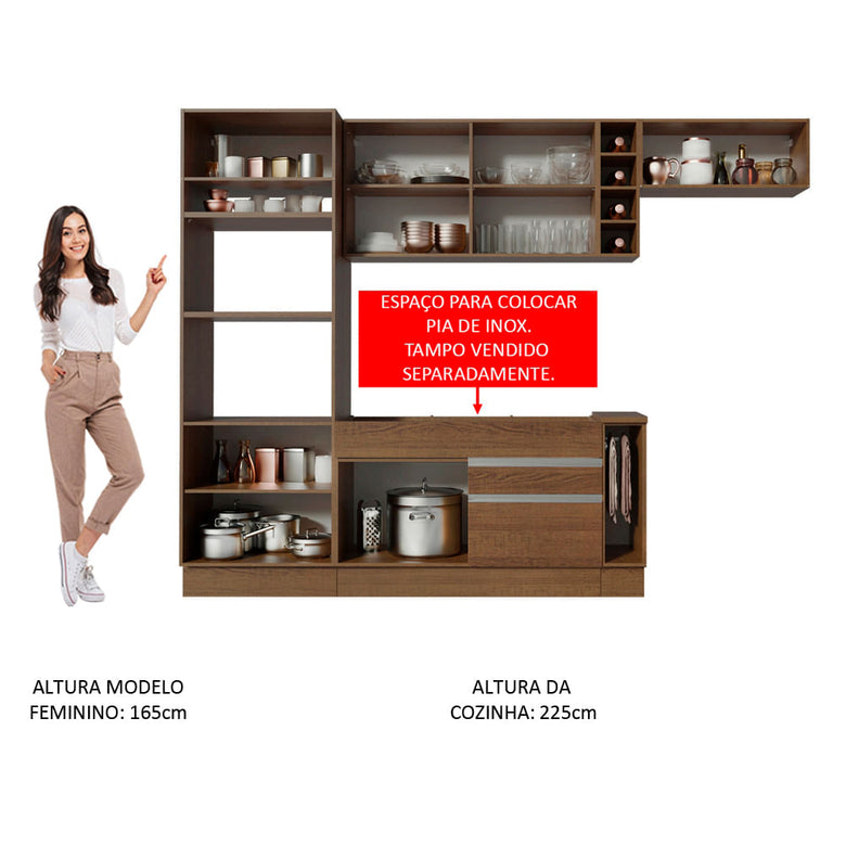 Armário de Cozinha Completa 290cm Rustic Safira Madesa 04