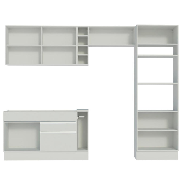 Armário de Cozinha Completa 290cm Branco Cristal Madesa 09