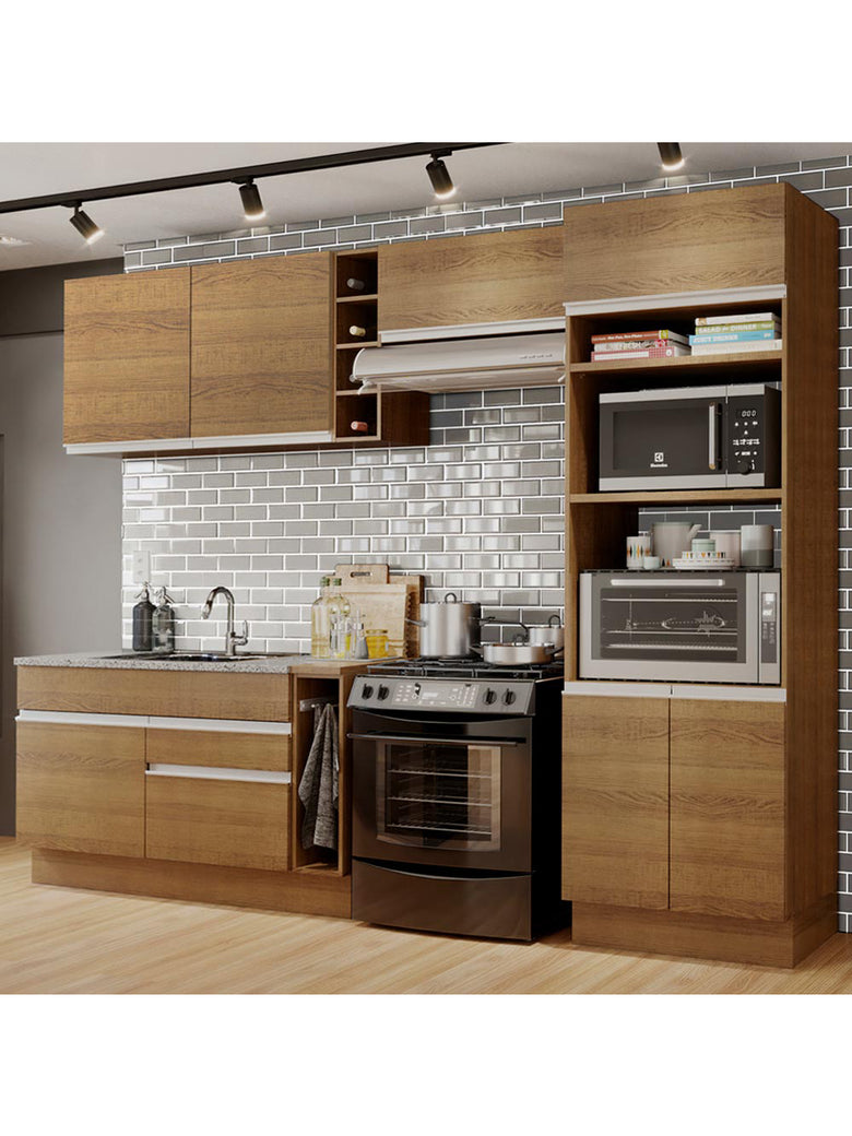 Armário de Cozinha Completa 290cm Rustic Cristal Madesa 09