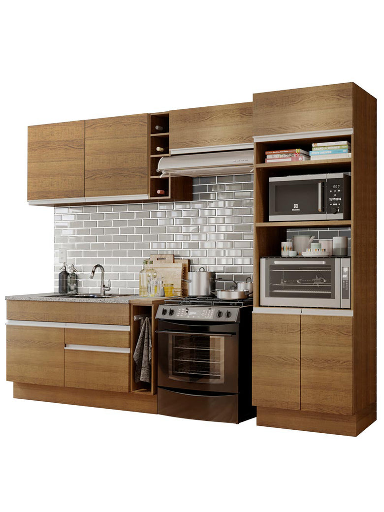 Armário de Cozinha Completa 290cm Rustic Cristal Madesa 09
