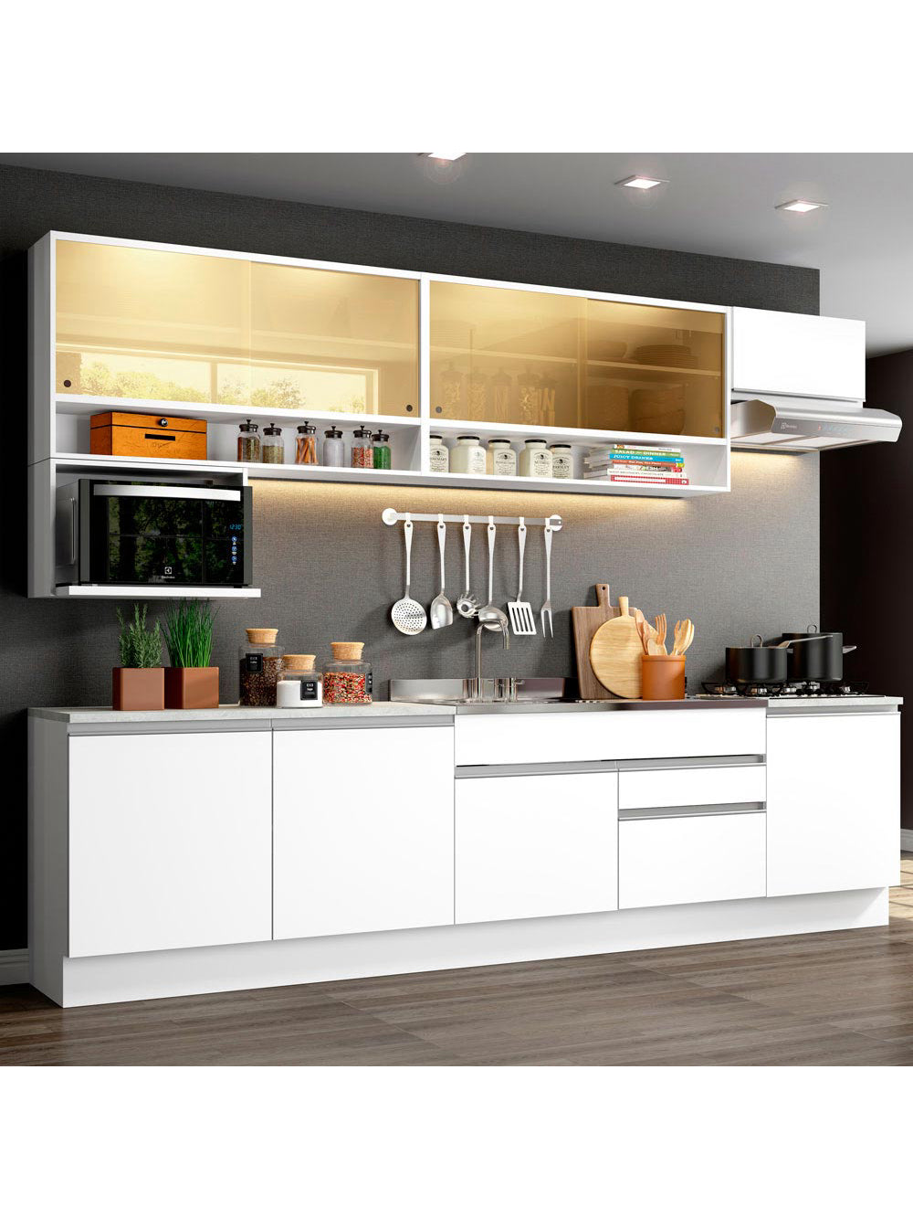 Armário de Cozinha Completa 300cm Branco Verona Madesa 01 - Branco