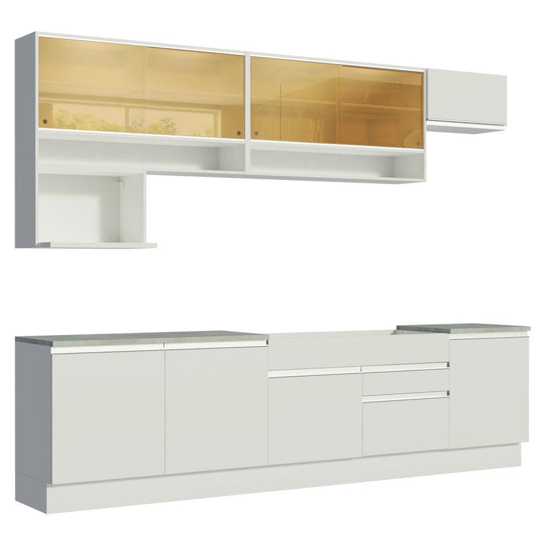 Armário de Cozinha Completa 300cm Branco Verona Madesa 01