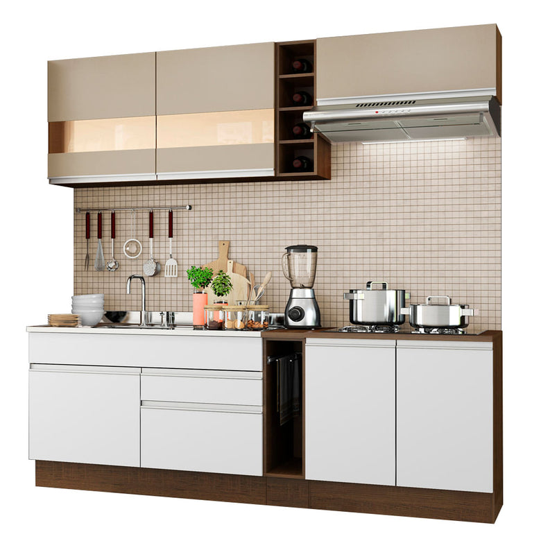 Armário de Cozinha Completa 220cm Branco/Rustic/Crema Parma Madesa 02