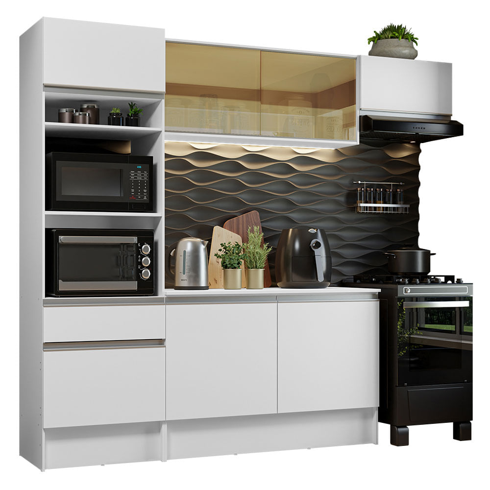 Armário de Cozinha Completa 240cm Branco Diamante Madesa 02 - Branco