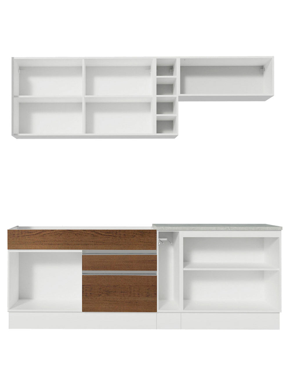 Armário de Cozinha Completa 220cm Branco/Rustic Parma Madesa 03