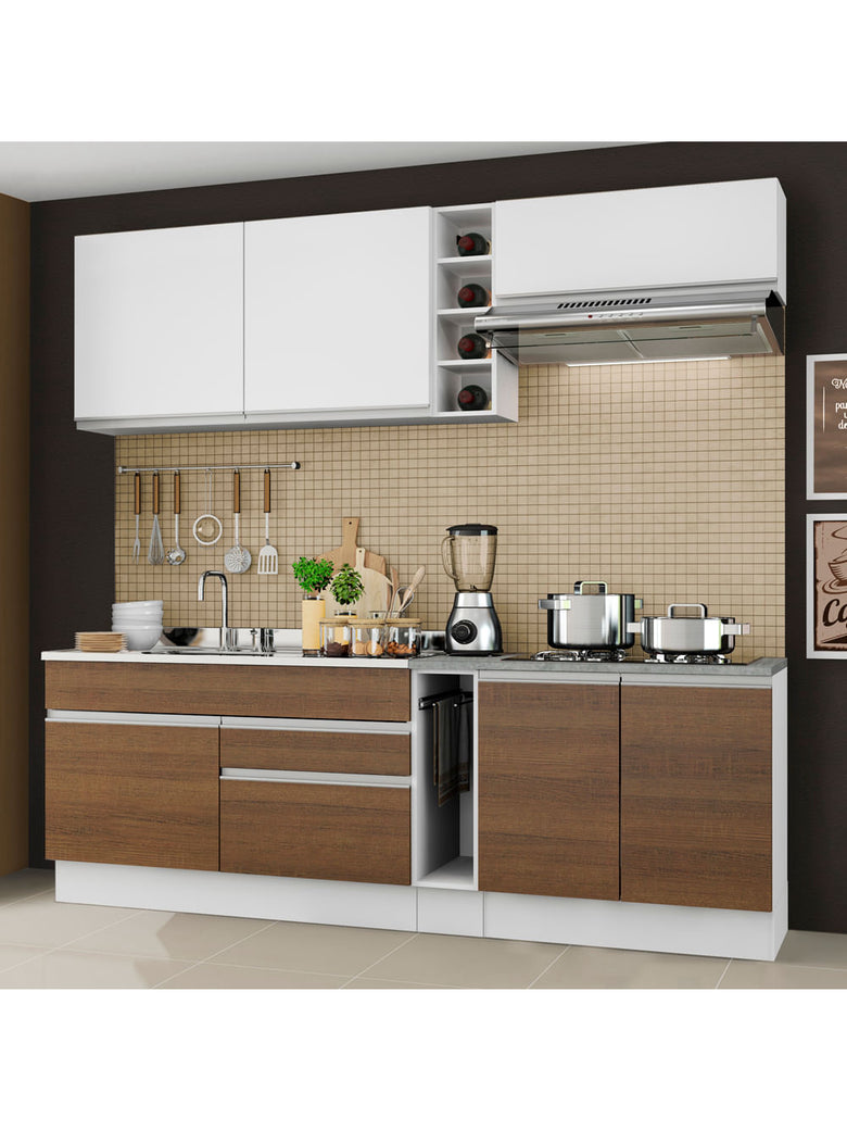 Armário de Cozinha Completa 220cm Branco/Rustic/Branco Parma Madesa 03