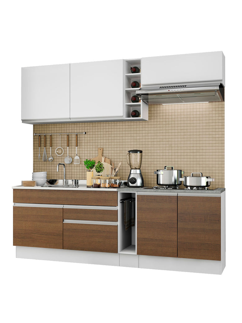 Armário de Cozinha Completa 220cm Branco/Rustic/Branco Parma Madesa 03