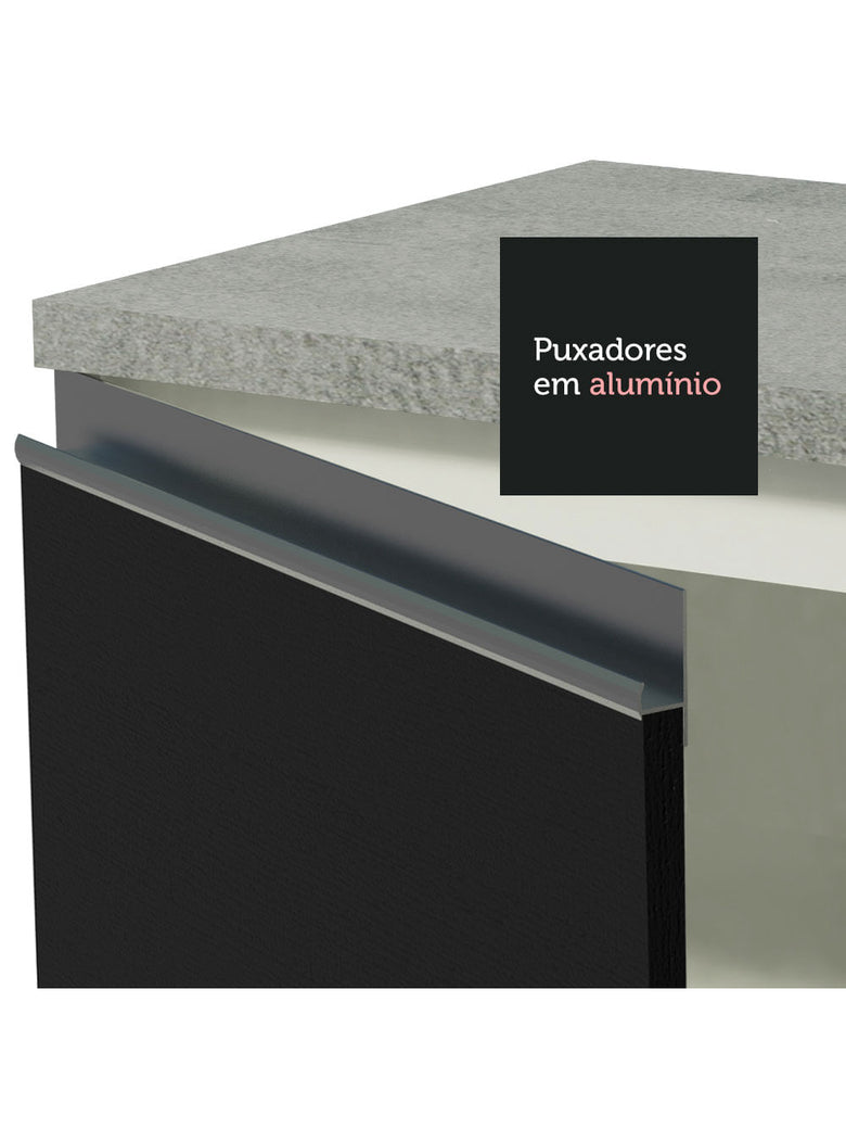 Armário de Cozinha Completa 220cm Branco/Preto/Branco Parma Madesa 03