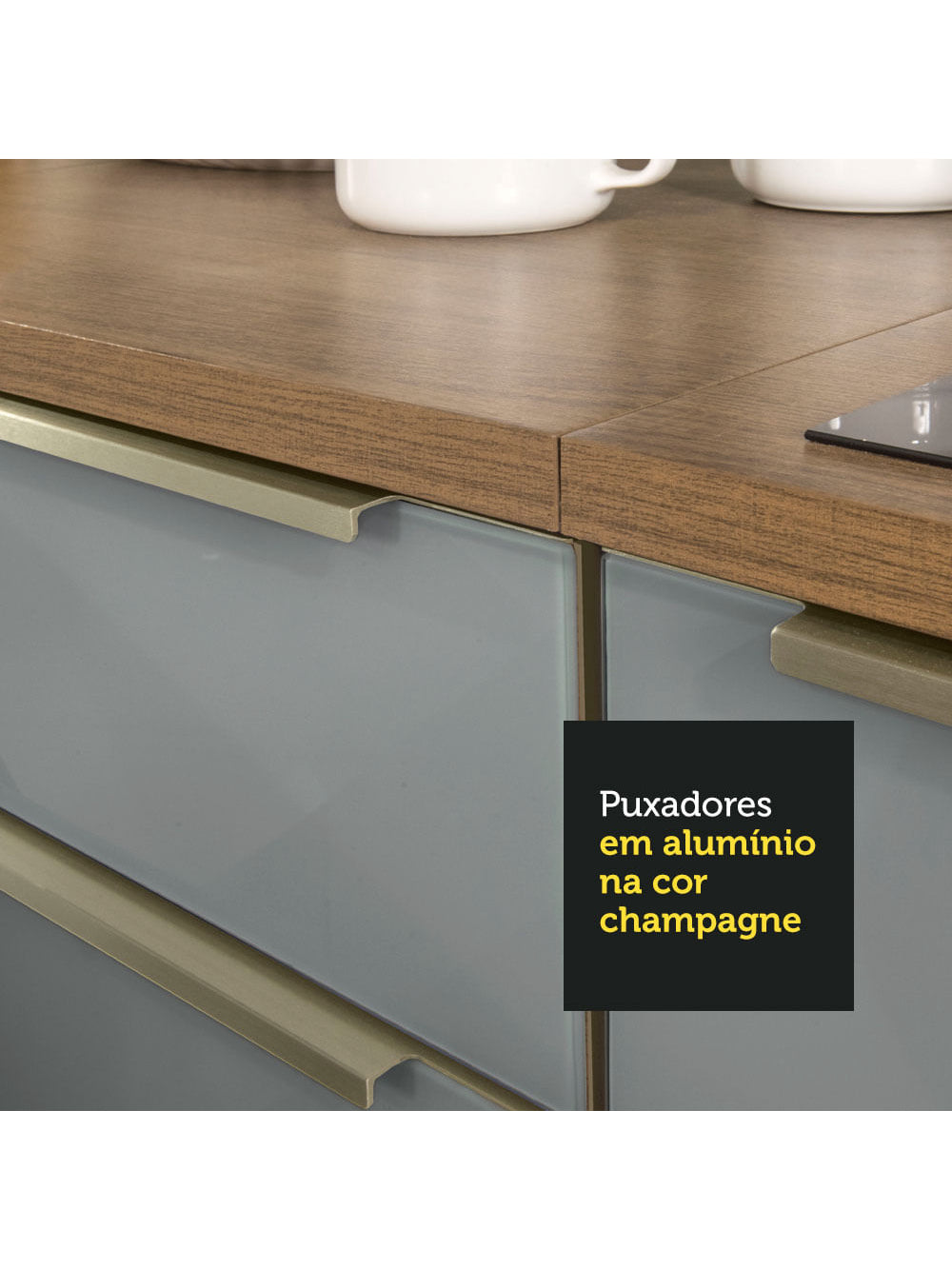 Armário de Cozinha Completa 260cm Rustic/Cinza Lux Madesa 01