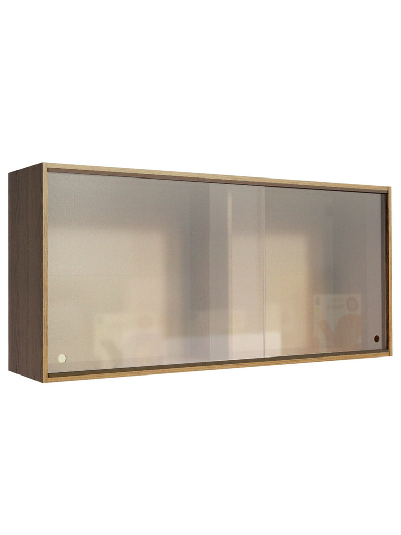 Armário Aéreo Madesa Emilly 2 Portas de Correr de Vidro Rustic