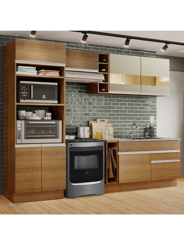 Armário de Cozinha Completa 270cm Rustic/Rustic/Crema Jade Madesa 08