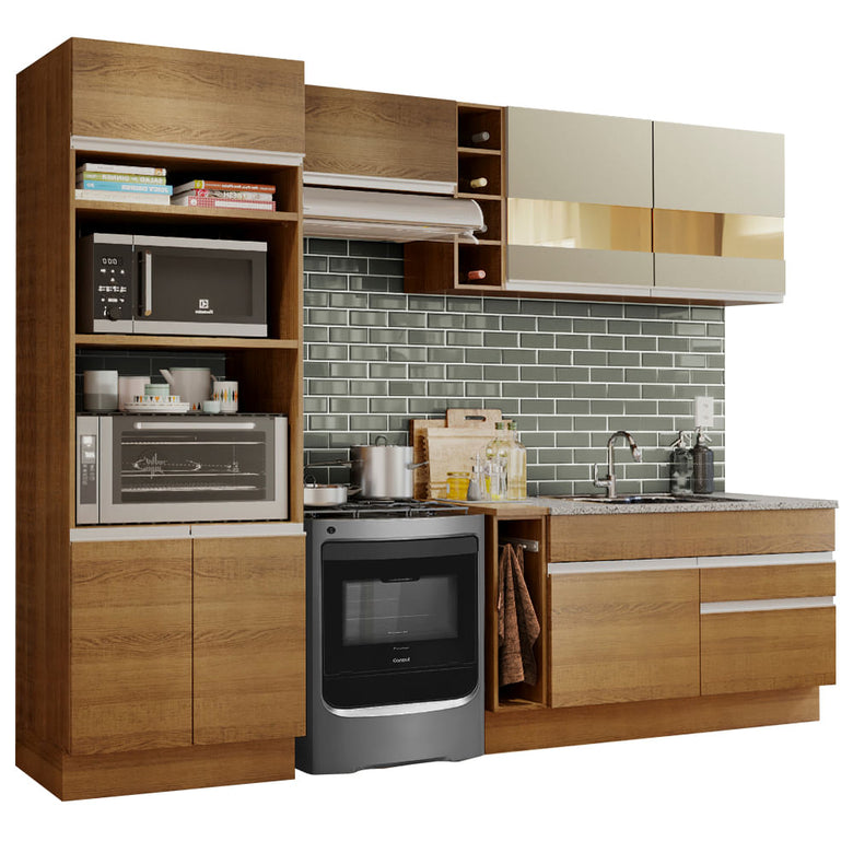 Armário de Cozinha Completa 270cm Rustic/Rustic/Crema Jade Madesa 08