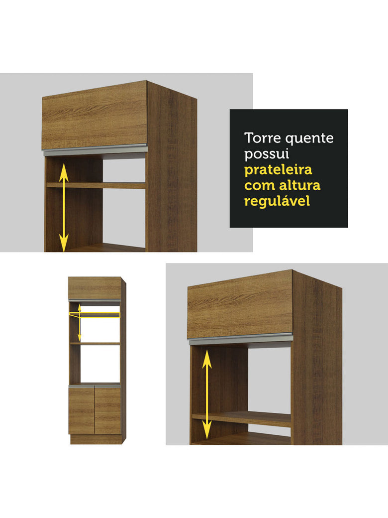 Armário de Cozinha Completa 270cm Rustic/Rustic/Crema Jade Madesa 08