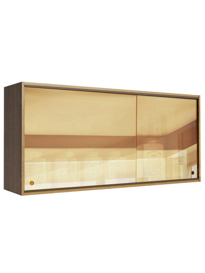 Armário Aéreo Madesa Emilly 2 Portas de Correr de Vidro Reflex Rustic