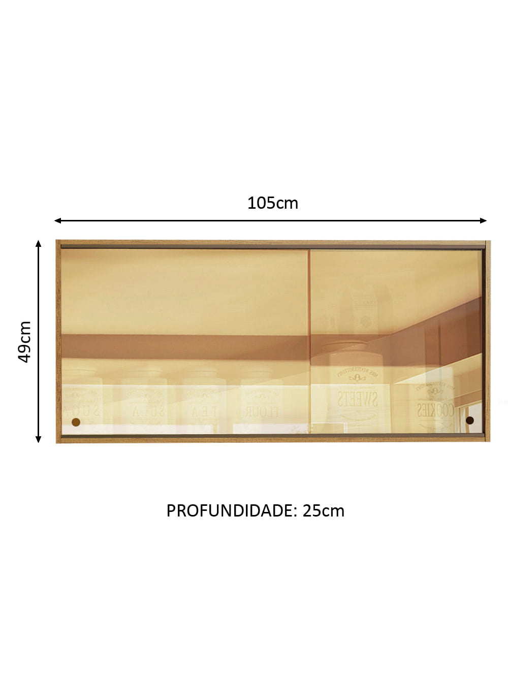 Armário Aéreo Madesa Emilly 2 Portas de Correr de Vidro Reflex Rustic - Rustic/Rustic