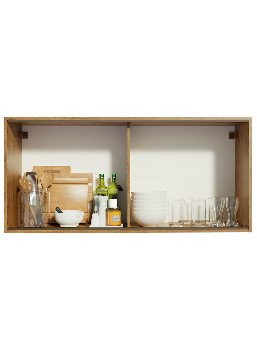 Armário Aéreo Madesa Emilly 2 Portas de Correr de Vidro Reflex Rustic