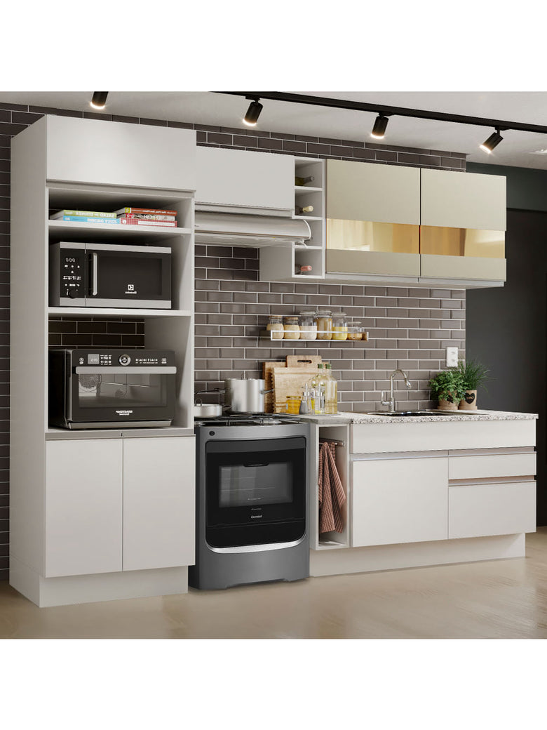 Armário de Cozinha Completa 270cm Branco/Branco/Crema Jade Madesa 08
