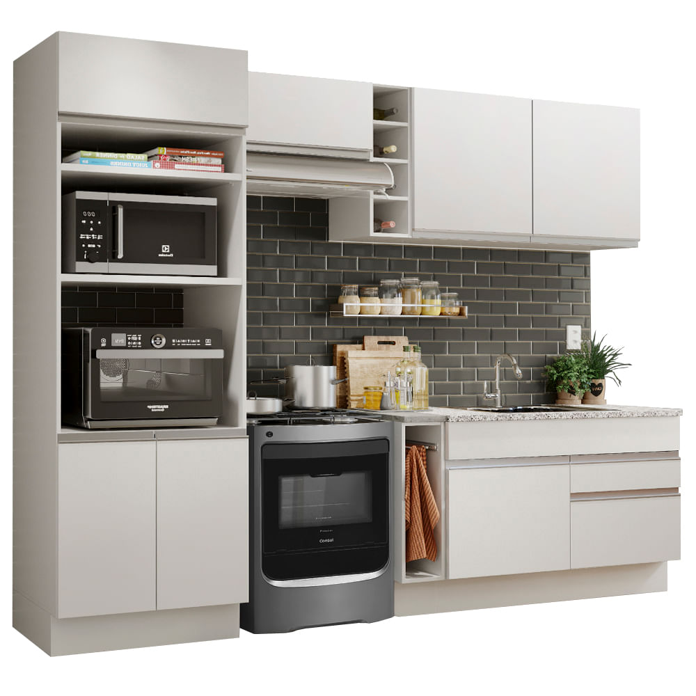 Armário de Cozinha Completa 270cm Branco Jade Madesa 09 - Branco