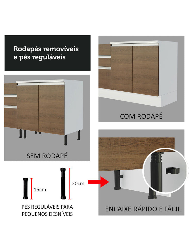 Armário de Cozinha Completa 270cm Branco/Rustic Jade Madesa 09