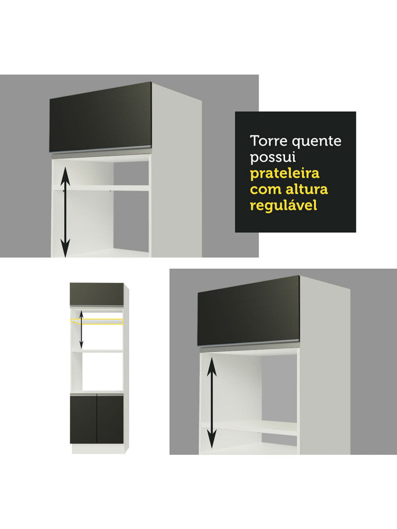 Armário de Cozinha Completa 270cm Branco/Preto/Branco Jade Madesa 09
