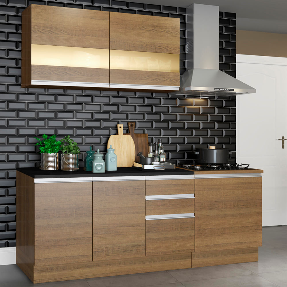 Armário de Cozinha Compacta 180cm Rustic Milão Madesa 02 - Rustic