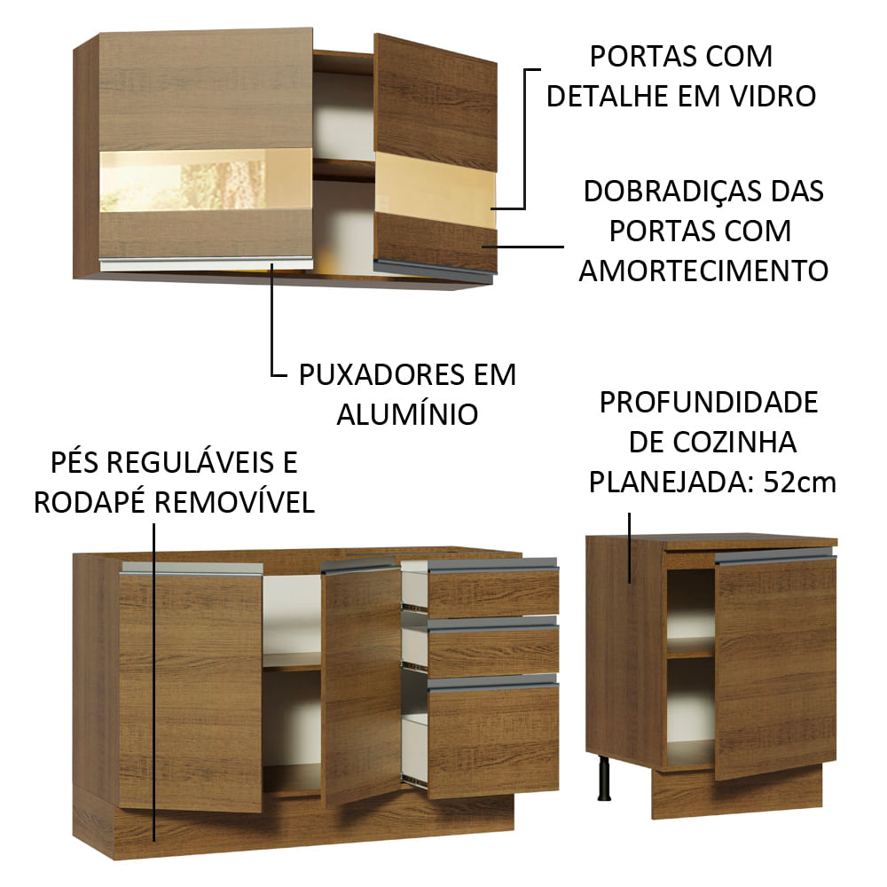 Armário de Cozinha Compacta 180cm Rustic Milão Madesa 02