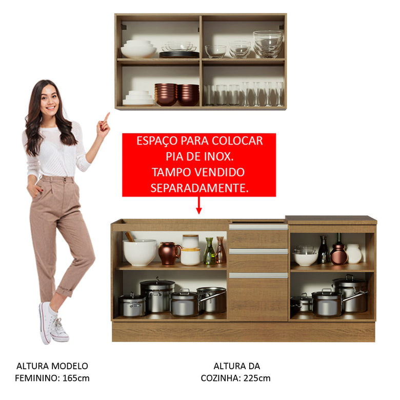 Armário de Cozinha Compacta 180cm Rustic Milão Madesa 02