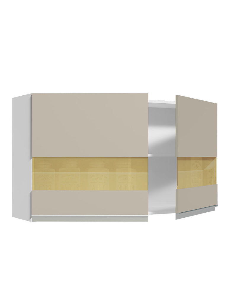 Armário Aéreo Madesa Glamy 120 cm 2 Portas com Vidro Branco/Crema