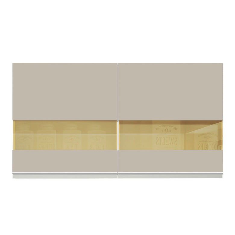 Armário Aéreo Madesa Glamy 120 cm 2 Portas com Vidro Branco/Crema