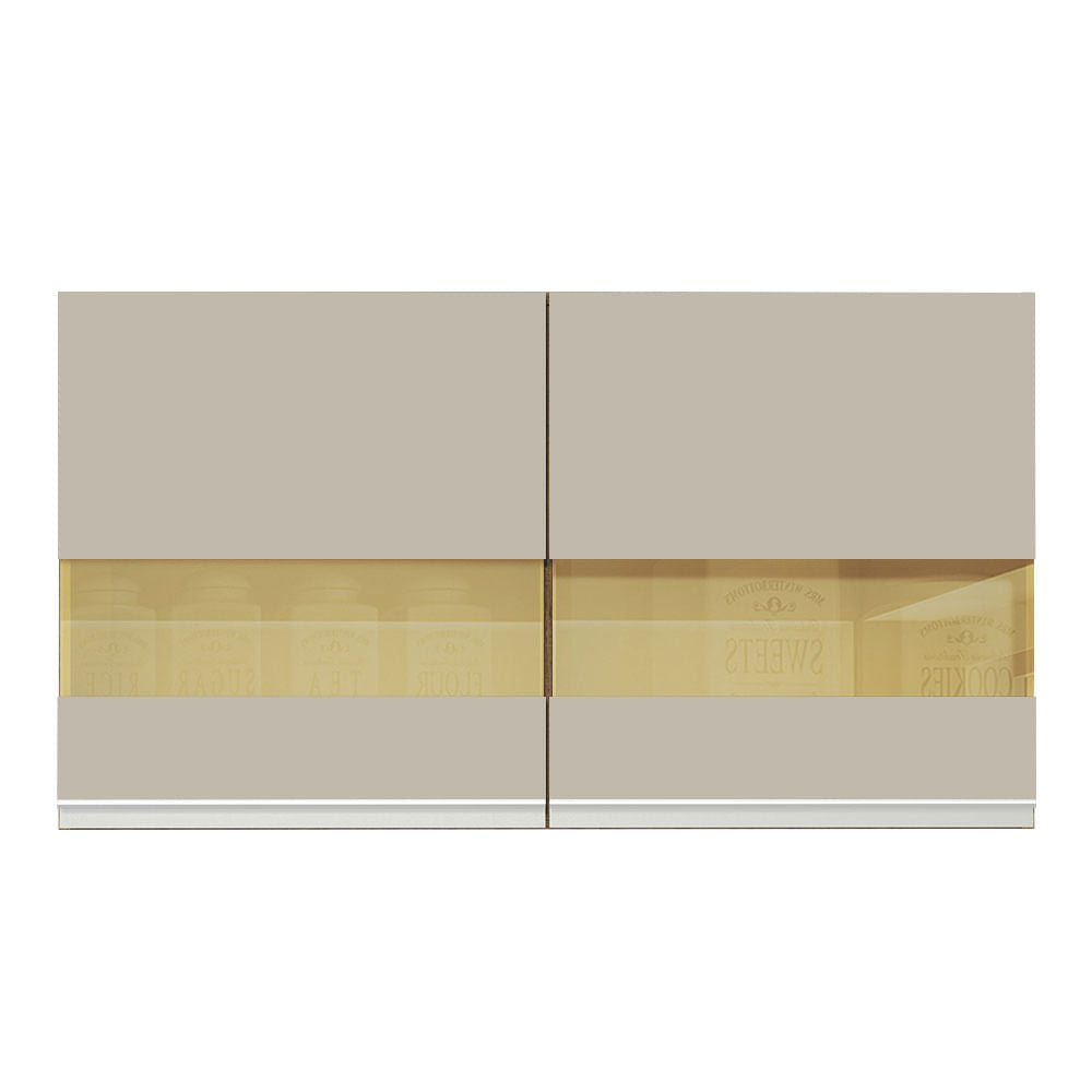 Armário Aéreo Madesa Glamy 120 cm 2 Portas com Vidro Rustic/Crema