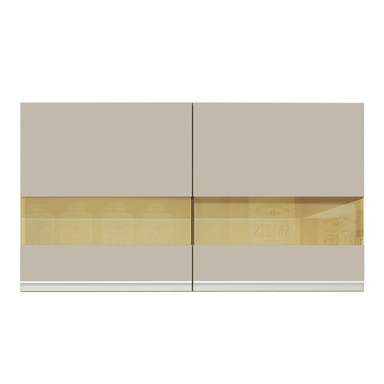 Armário Aéreo Madesa Glamy 120 cm 2 Portas com Vidro Rustic/Crema