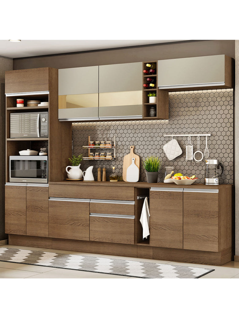 Armário de Cozinha Completa 290cm Rustic/Crema Vicenza Madesa 11