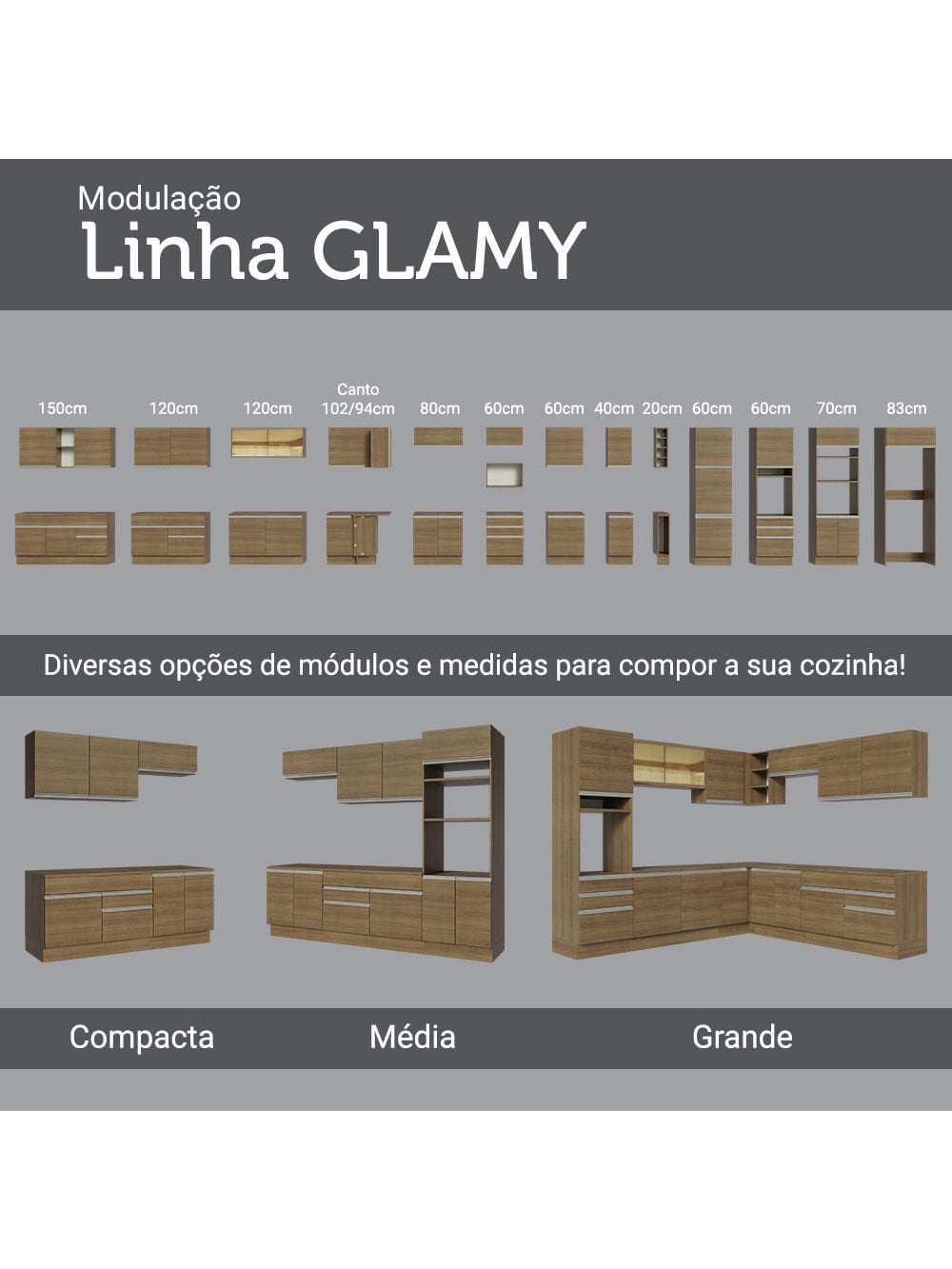 Armário de Cozinha Completa 290cm Rustic/Crema Vicenza Madesa 11