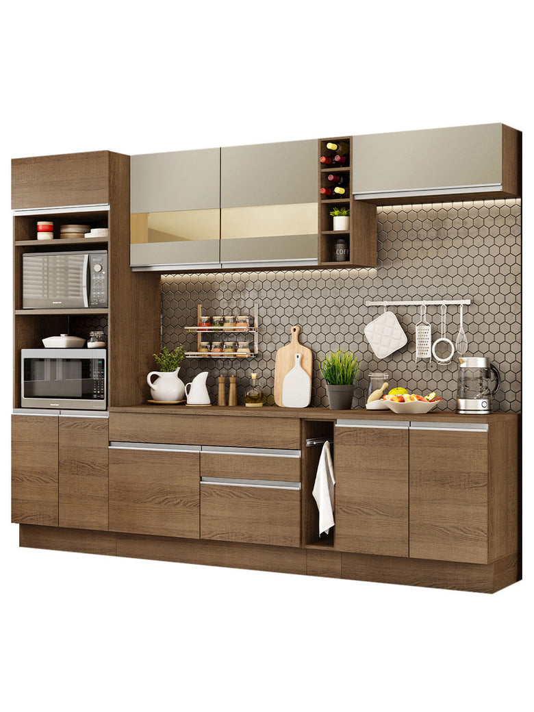 Armário de Cozinha Completa 290cm Rustic/Crema Vicenza Madesa 11