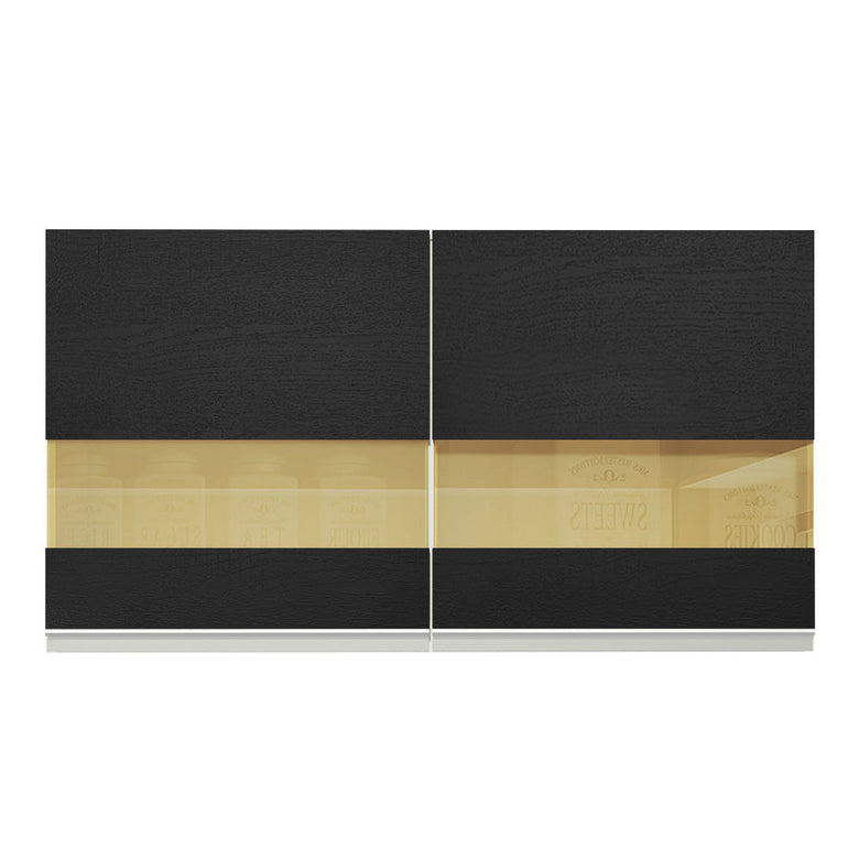 Armário Aéreo Madesa Glamy 120 cm 2 Portas com Vidro Branco/Preto