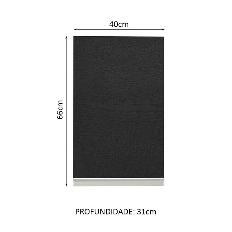 Armário Aéreo Madesa Glamy 40 cm 1 Porta Branco/Preto