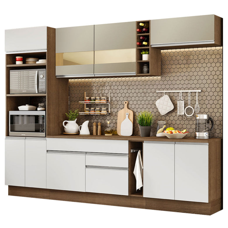Armário de Cozinha Completa 290cm Rustic/Branco/Crema Vicenza Madesa 11