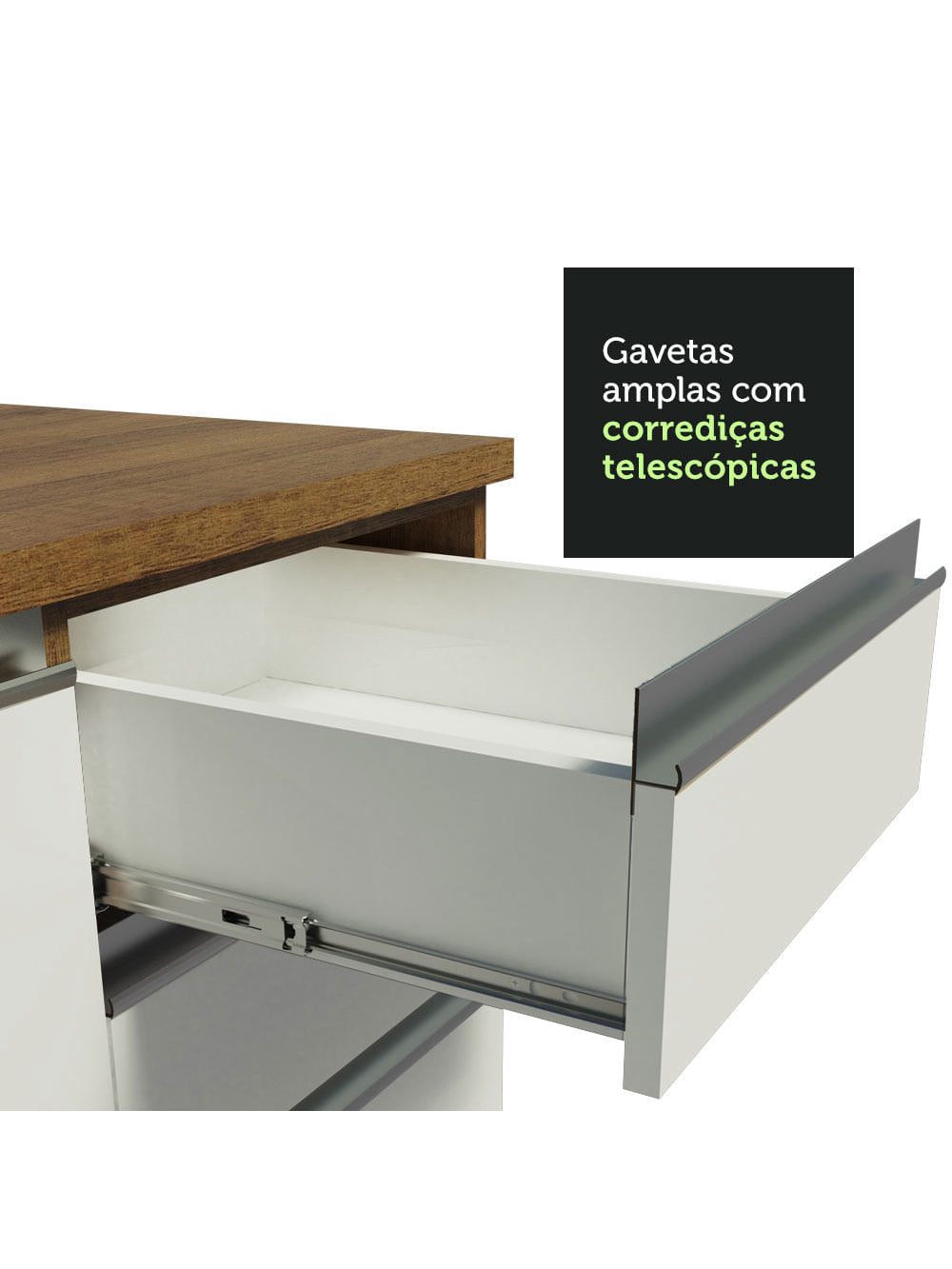 Armário de Cozinha Completa 290cm Rustic/Branco/Crema Vicenza Madesa 11