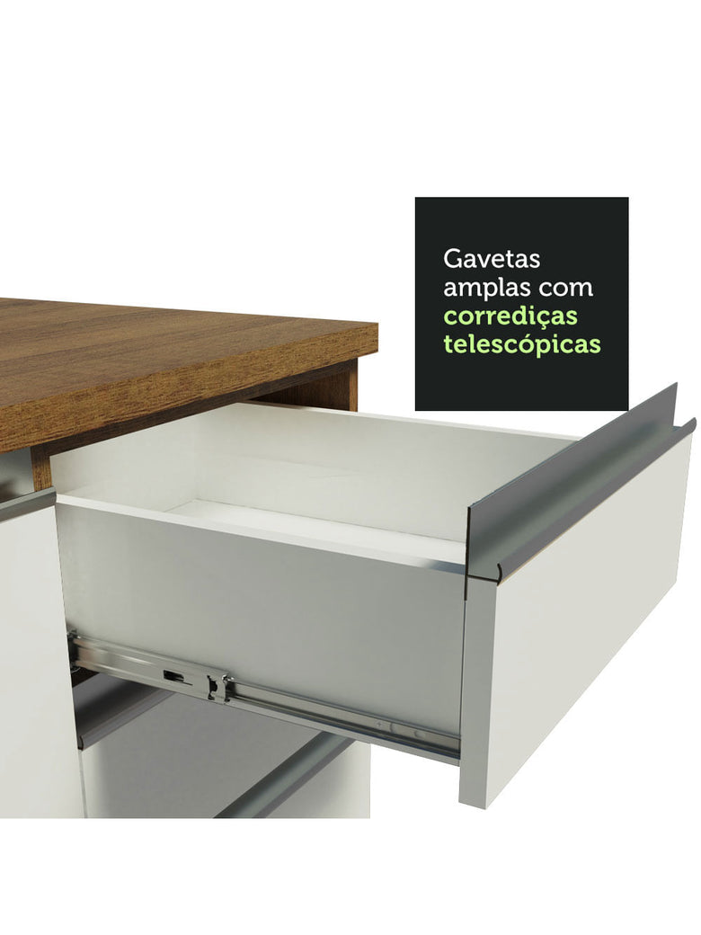 Armário de Cozinha Completa 290cm Rustic/Branco/Crema Vicenza Madesa 11